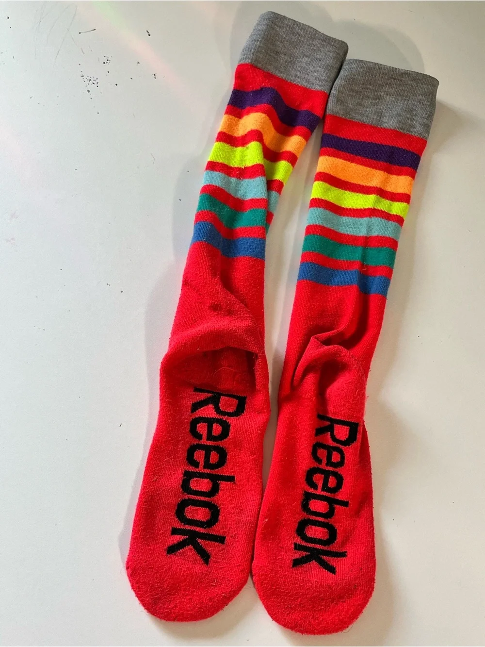 Bright Red Knee-High Colorblock REEBOK Socks